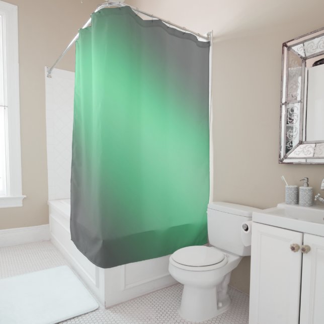 Mondlicht Ombre - Silver Gray & Green Duschvorhang (Beispiel)