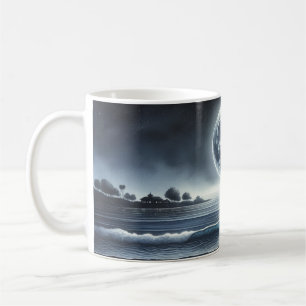Mondlicht-Ozeanwellen Himmelsnacht Kaffeetasse