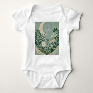 Mondlicht: Pastellblumen und Halbmond Baby Strampler