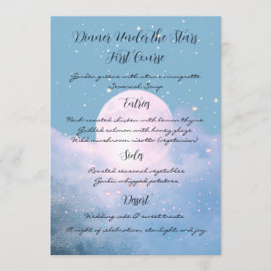 Mondlicht-Schimmer Atmosphärische Hochzeitskollekt Menükarte
