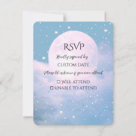 Mondlicht-Schimmer Atmosphärische Hochzeitskollekt RSVP Karte