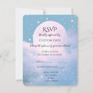 Mondlicht-Schimmer Atmosphärische Hochzeitskollekt RSVP Karte