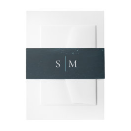 Mondlicht-Sea-Monogram-Bauchband - Mitternachtsbla Einladungsbanderole