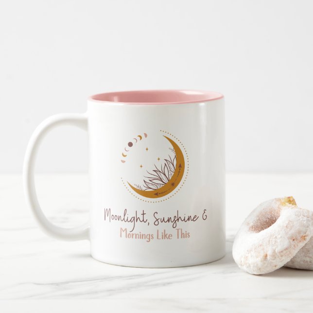 Mondlicht, Sonnenschein und Morgens wie diese Tass Zweifarbige Tasse (Mit Donut)