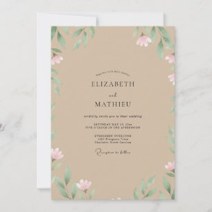 Mondlicht-Taupe-Mintblatt-Hochzeit Einladung