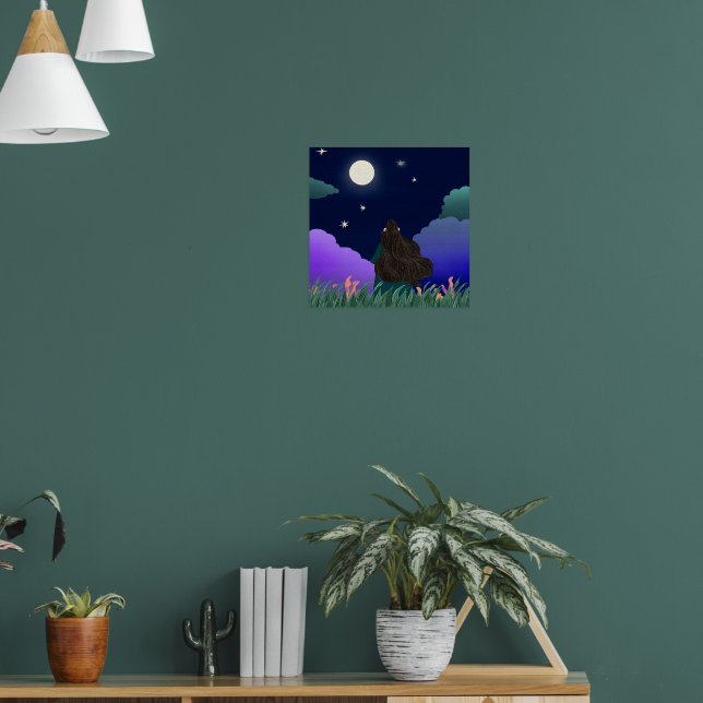 Mondlicht-Träumer-Mädchen-Plakat  Poster (Wohnzimmer 1)