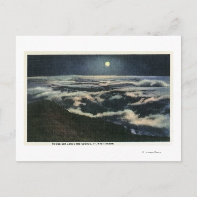 Mondlicht über den Wolken auf dem Mount Washington Postkarte (Vorderseite)