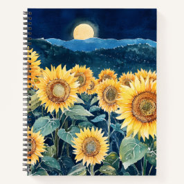 Mondlicht über Sonnenblumen Notizbuch