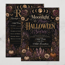 Mondlicht- und Magie-Halloween-Soirée-Einladung Dankeskarte