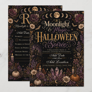 Mondlicht- und Magie-Halloween-Soirée-Einladung Dankeskarte