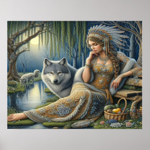 Mondlicht-Verzauberung im Mystischen Wald20x16 Poster