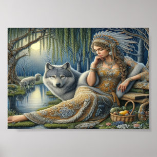 Mondlicht-Verzauberung im Mystischen Wald7x5 Poster