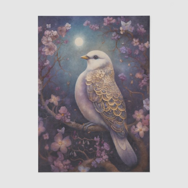 Mondlicht-Vogel-Blumen Seidenpapier (Vorderseite)