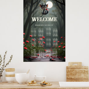 Mondlicht-Waldgeist der roten Blüte. Poster