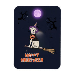 Mondlicht-Welpe – Halloween-Hund mit Hexenhut Magnet