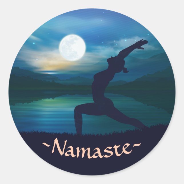 Mondlicht Yoga Meditation Halbmond Salutation Runder Aufkleber (Vorderseite)