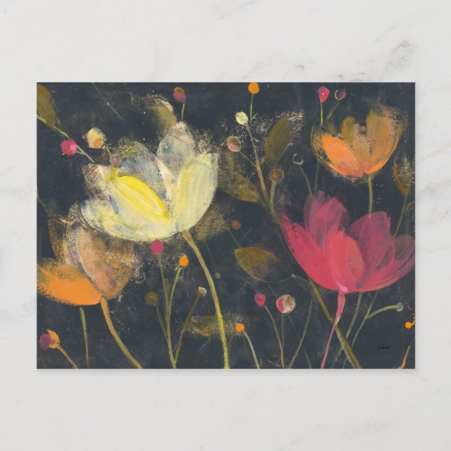 Mondlichtgarten auf Schwarz Postkarte (Vorderseite)