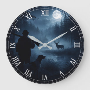 Mondlichtjagd im Nebel Große Wanduhr