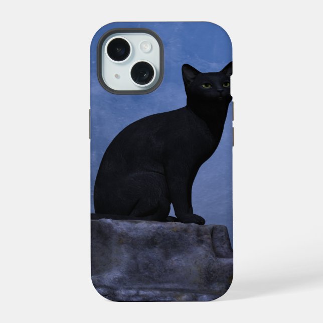 Mondlichtkatze iPhone 15 Hülle (Rückseite)