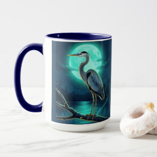 Mondlichtreiher – Farbige Nacht-Wildtierkunst Tasse