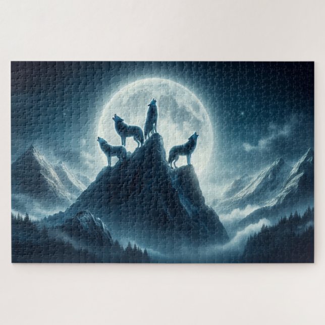 Mondlichtspitzen, Majestic Wölfe, Howling Wölfe (Horizontal)