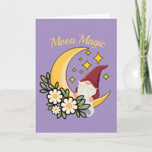 Mondmagie Süßer Gnom auf zunehmendem Mond Floral Karte