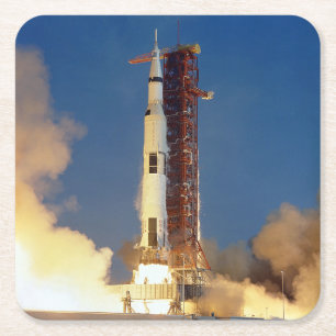 Mondmission Raumfahrzeug Bodenansicht Quadrat Papi Rechteckiger Pappuntersetzer