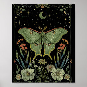 Mondnachtfalter-Gotische Aquarellkunst Poster
