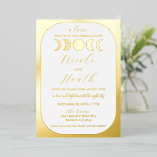 Mondphase Hochzeit Mond Luxus Echt Gold Folie Folieneinladung
