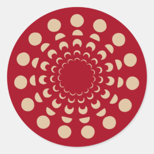 Mondphasen, astrologisch, Gold, rot, Himmelfahrt Runder Aufkleber