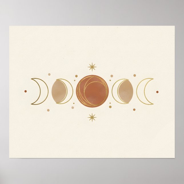 Mondphasen Boho Badezimmer Wandkunst Poster (Vorne)