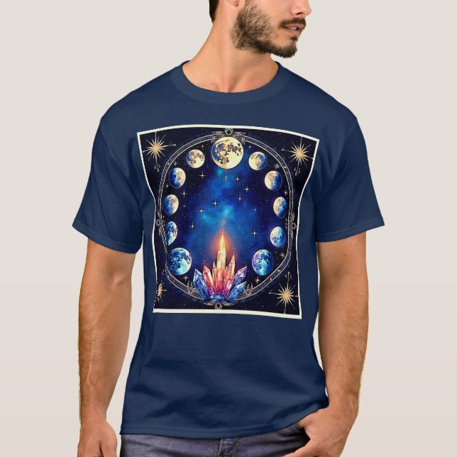 Mondphasen Kristall Kosmos T-Shirt (Vorderseite)