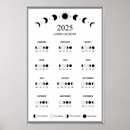Mondphasen-Mondkalender 2025 Minimalistischer Kale Poster