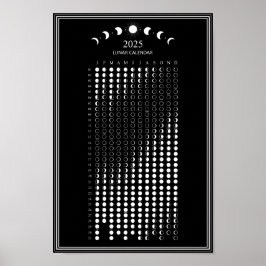 Mondphasen-Mondkalender 2025 Minimalistischer Kale Poster