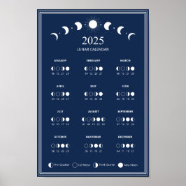 Mondphasen-Mondkalender 2025 Zyklen Dunkelblauer K Poster