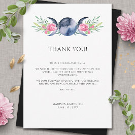 Mondphasen Pink Floral Metaphysische Hochzeit Dankeskarte