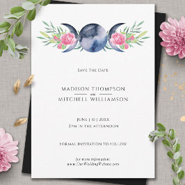 Mondphasen Pink Floral Metaphysische Hochzeit Save The Date