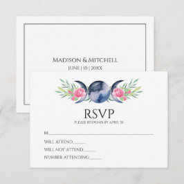 Mondphasen Rosen Blumenrosen Metaphysische Hochzei RSVP Karte