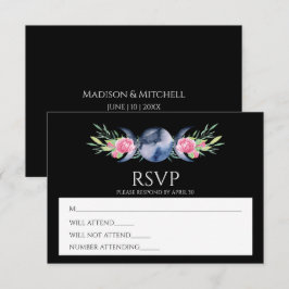 Mondphasen Rosen Blumenrosen Metaphysische Hochzei RSVP Karte