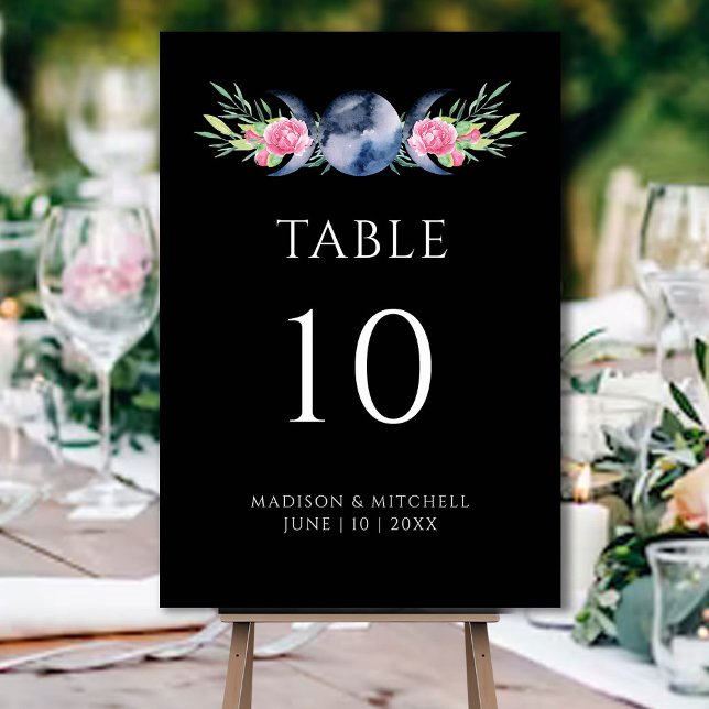 Mondphasen Rosen Blumenrosen Metaphysische Hochzei Tischnummer (Von Creator hochgeladen)