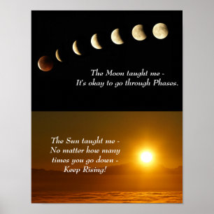 Mondphasen Sonnenaufgang Inspiration Zitatposter Poster