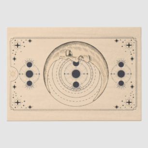 Mondphasen Tarot-Kartenwolken bedrückt alten alten Seidenpapier