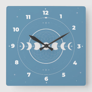 Mondphasen-Uhr Quadratische Wanduhr