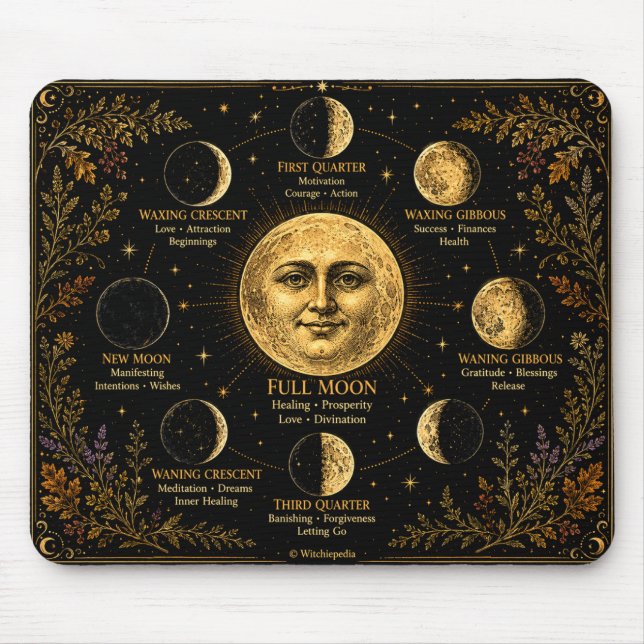 Mondphasen-Zauberführer  Mousepad (Vorne)