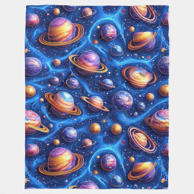 Mondplaneten-Galaxie Fleecedecke (Vorderseite)