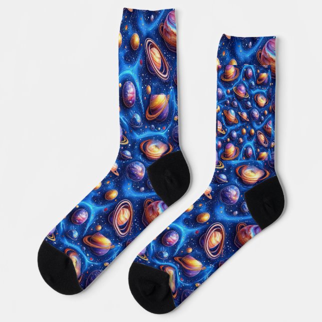 Mondplaneten-Galaxie Socken (Linkes Detail)