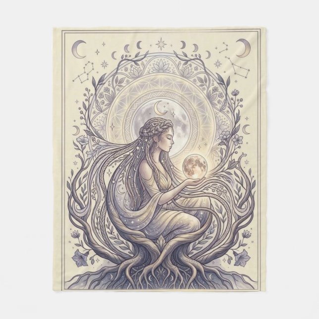 Mondpriesterin Göttin Fleecedecke (Vorderseite)