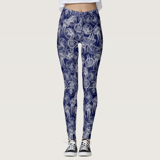 Mondqualle Mitternacht blau Leggings (Vorderseite)