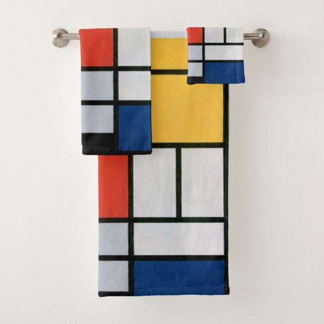 Mondrial Composition Rouge Jaune Bleu Noir (En situation)