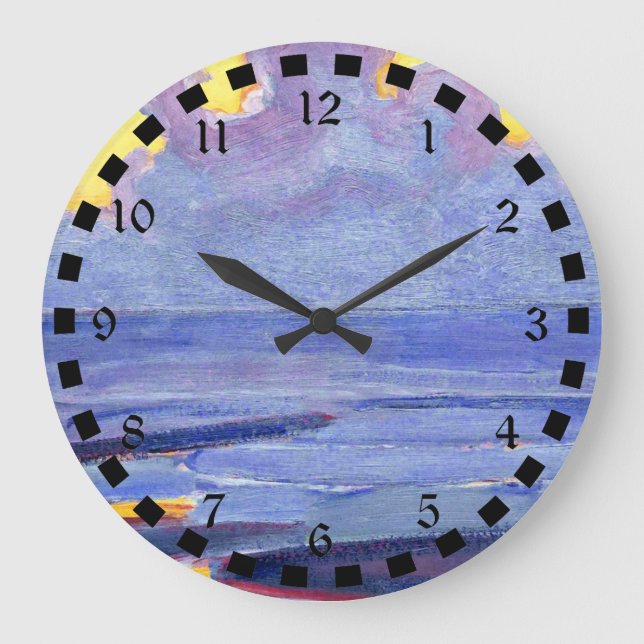 Mondrian - Am Meer, beliebtes Kunstwerk Große Wanduhr (Vorderseite)